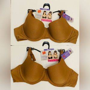 Hanes T-Shirt Bra pack of 2 Sz XXXL Women's ComfortFlex Fit Easywire Brown
